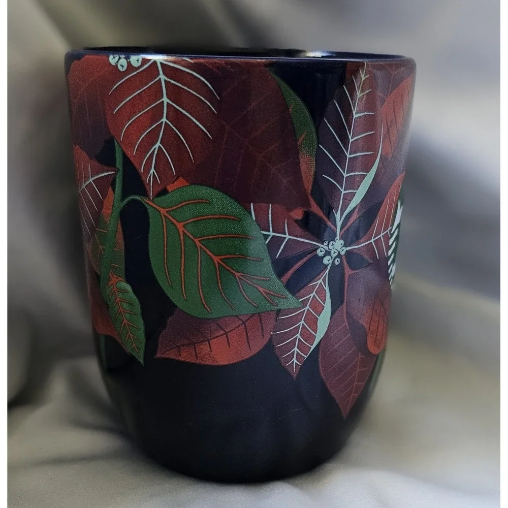 2 Starbucks: 2012 Stainless Barrel Hot/Cold & 2020 Xmas Navy Poinsettia Ceramic - Picture 11 of 15
